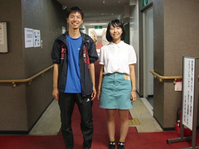 福島大学スタ☆ふくプロジェクトのお二人。 福島の今をたくさんの人に知ってもらいたい。 学業との両立は大変だけど頑張っている。